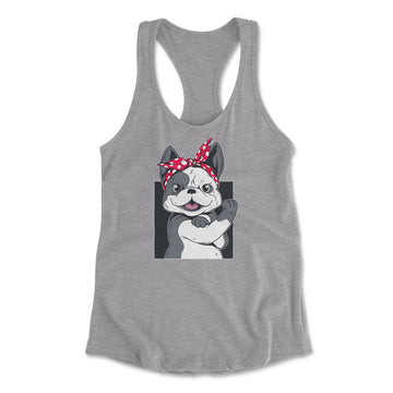 French Bulldog Womens Racerback Tank in Heather Grey color
